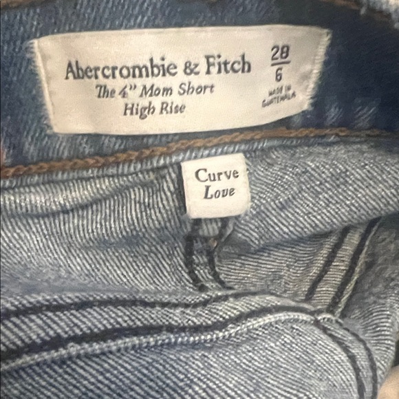 Abercrombie & Fitch Curve Love Blue Distressed Mom Shorts - Picture 2 of 4